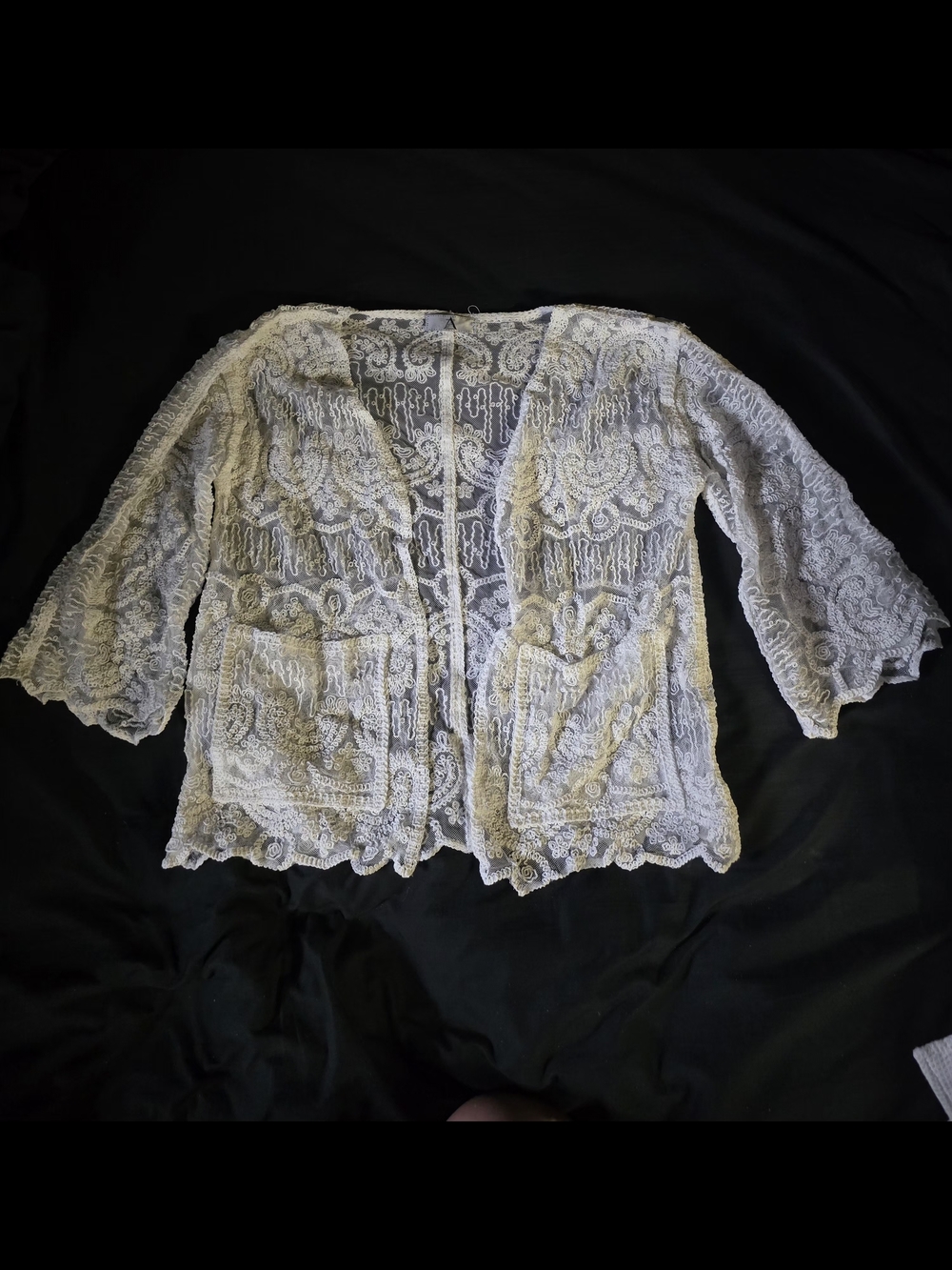 White Lace Floral Embroidery Cardigan